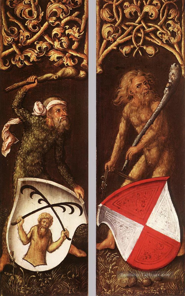Hommes Sylvains aux boucliers héraldiques Albrecht Dürer Peintures à l'huile